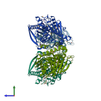 PDB entry 4c87 coloured by chain, side view.