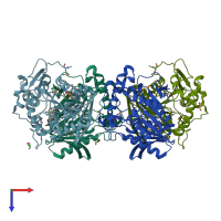 PDB entry 4c87 coloured by chain, top view.