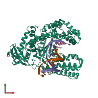 PDB entry 4c8k coloured by chain, front view.