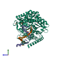 PDB entry 4c8n coloured by chain, side view.