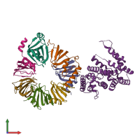 PDB entry 4c8q coloured by chain, front view.