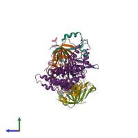 PDB entry 4c8q coloured by chain, side view.