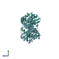 PDB entry 4c97 coloured by chain, side view.