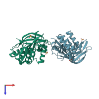 PDB entry 4c97 coloured by chain, top view.