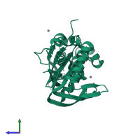 PDB entry 4c98 coloured by chain, side view.