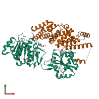 PDB entry 4c9b coloured by chain, front view.