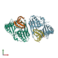 PDB entry 4c9d coloured by chain, front view.