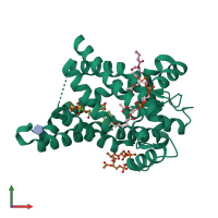 PDB entry 4c9g coloured by chain, front view.