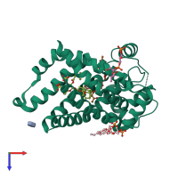 PDB entry 4c9g coloured by chain, top view.