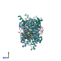 PDB entry 4c9j coloured by chain, side view.