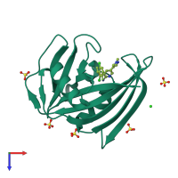 PDB entry 4c9w coloured by chain, top view.