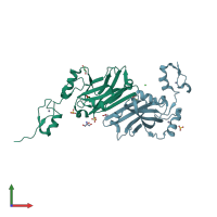 PDB entry 4c9z coloured by chain, front view.