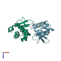 PDB entry 4ca0 coloured by chain, top view.