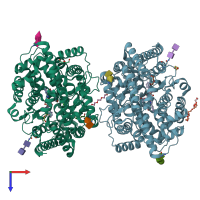 PDB entry 4ca6 coloured by chain, top view.
