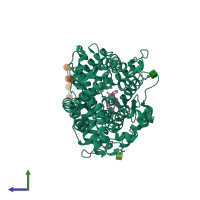 PDB entry 4ca7 coloured by chain, side view.