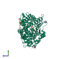 PDB entry 4ca8 coloured by chain, side view.