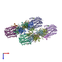 PDB entry 4cad coloured by chain, top view.