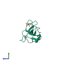 PDB entry 4cah coloured by chain, side view.