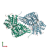 PDB entry 4caz coloured by chain, front view.