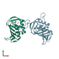 PDB entry 4cb6 coloured by chain, front view.