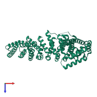 PDB entry 4cb9 coloured by chain, top view.