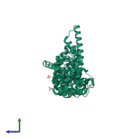 PDB entry 4cba coloured by chain, side view.