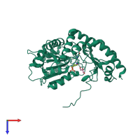 PDB entry 4cbr coloured by chain, top view.