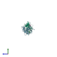 PDB entry 4cbz coloured by chain, side view.