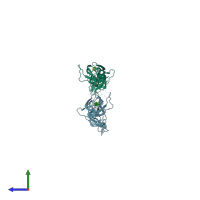 PDB entry 4cc0 coloured by chain, side view.