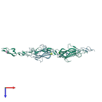 PDB entry 4cc0 coloured by chain, top view.