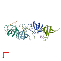 PDB entry 4cc3 coloured by chain, top view.