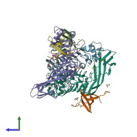PDB entry 4cc4 coloured by chain, side view.