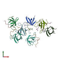 PDB entry 4cc7 coloured by chain, front view.