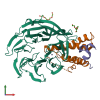 PDB entry 4cc9 coloured by chain, front view.