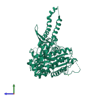 PDB entry 4cca coloured by chain, side view.