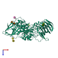 PDB entry 4ccc coloured by chain, top view.