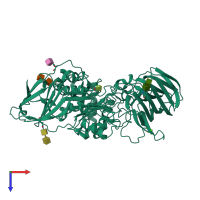 PDB entry 4ccd coloured by chain, top view.