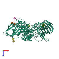 PDB entry 4cce coloured by chain, top view.