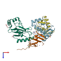 PDB entry 4ccg coloured by chain, top view.