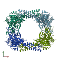 PDB entry 4cck coloured by chain, front view.