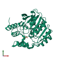 PDB entry 4ccw coloured by chain, front view.