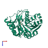 PDB entry 4ccw coloured by chain, top view.
