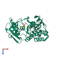 PDB entry 4cd0 coloured by chain, top view.