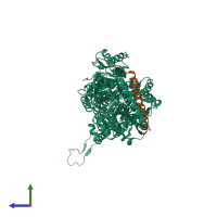PDB entry 4cdi coloured by chain, side view.