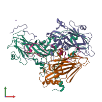 PDB entry 4cdw coloured by chain, front view.