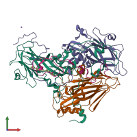 PDB entry 4cdx coloured by chain, front view.