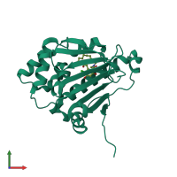 PDB entry 4ce1 coloured by chain, front view.