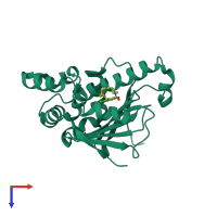 PDB entry 4ce3 coloured by chain, top view.