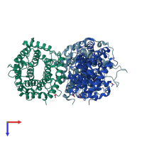 PDB entry 4ce7 coloured by chain, top view.