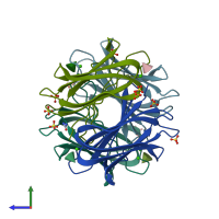 PDB entry 4ce8 coloured by chain, side view.